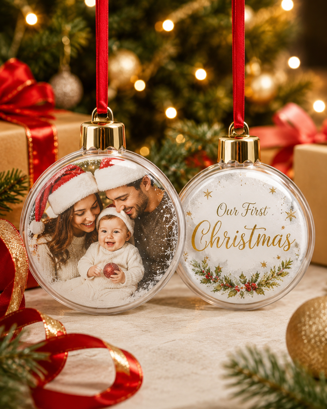 Christmas Standard Clear Photo Hanging Baubles